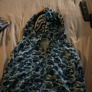Bape light blue zip up
